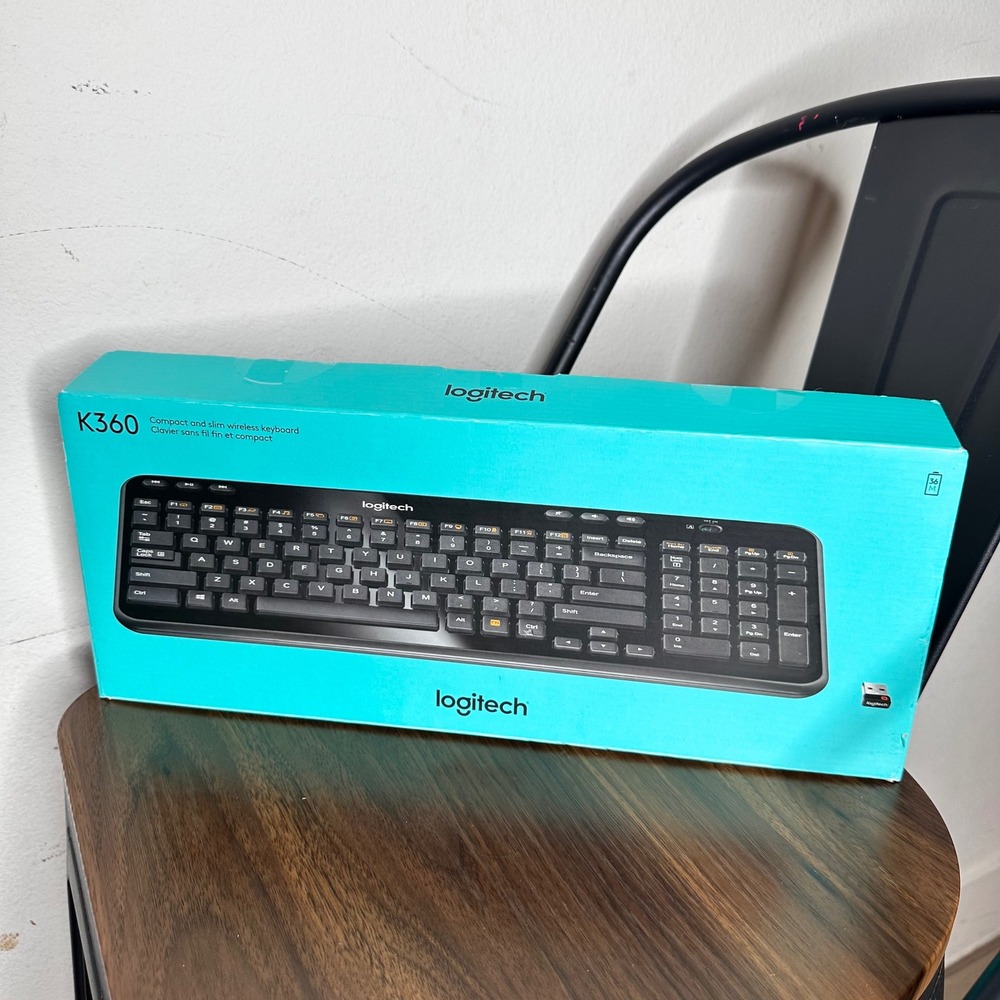 Logitech K360 Compact Wireless Desktop Keyboard w/ USB Receiver Dongle open box